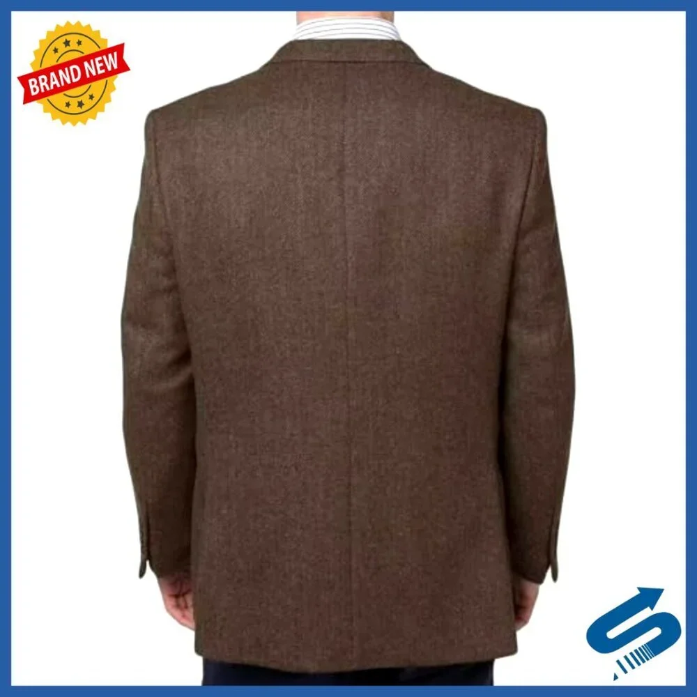 Herringbone Tweed Blazer Lightweight Sport Coat Business Casual Jacket XXL